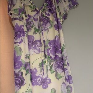 Boohoo Purple and Green Floral Blouse